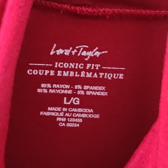 LORD & TAYLOR | Iconic fit turtleneck top red sz Large - Picture 3 of 3